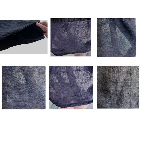 Vintage Russ Berens Mailbu USA Open Front Cape Sz L Black Linen Artsy Fe… - Picture 12 of 12